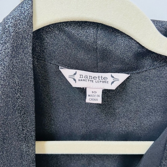 Nwt gorgeous Nanette Lapore sz 10 metallic gray shift dress with neck tie - Picture 2 of 7